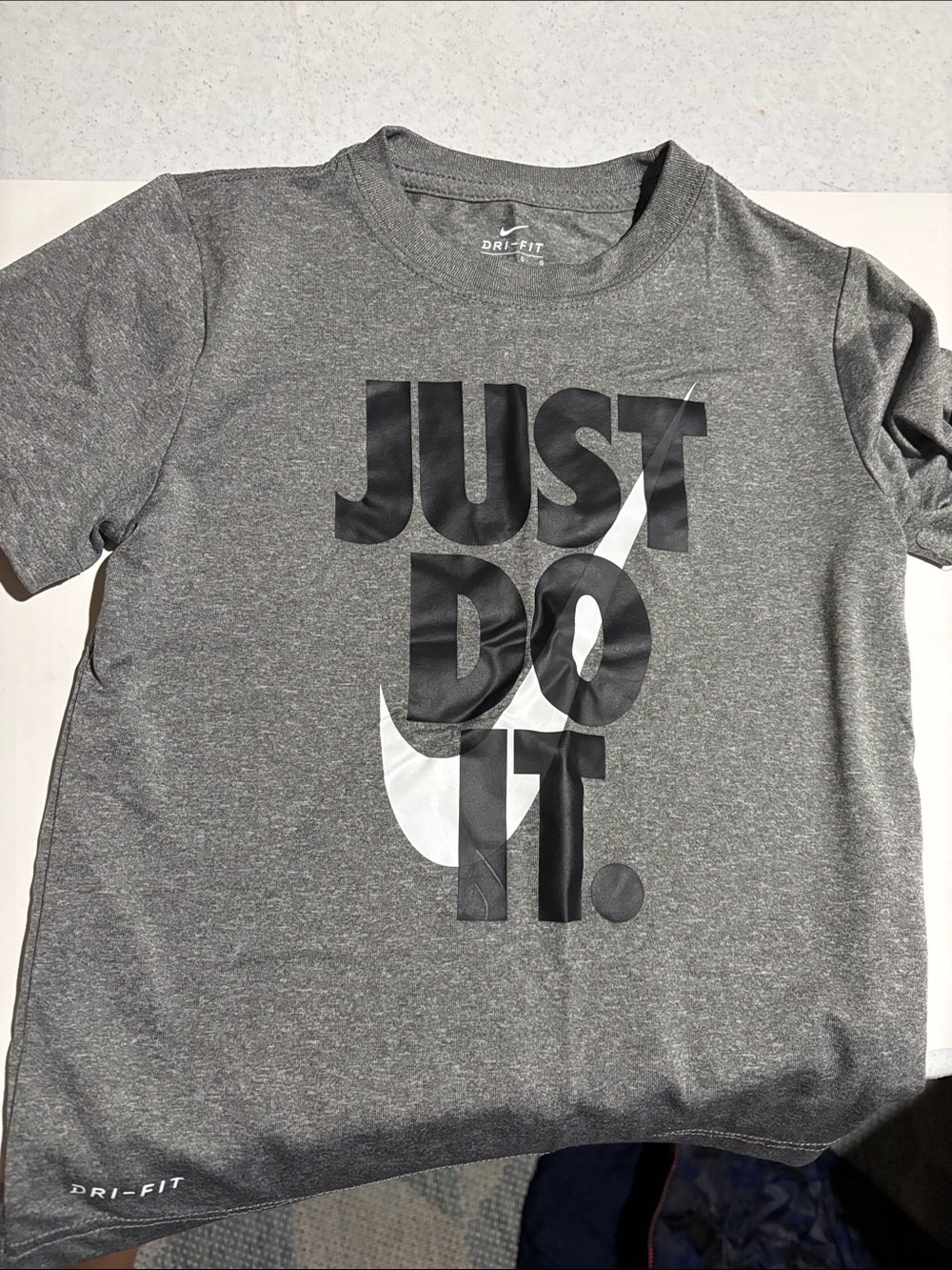 Boys Nike Gray dry fit Short Sleeve 'Just Do It' Graphic Tee
